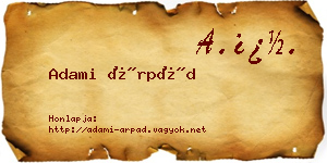 Adami Árpád névjegykártya